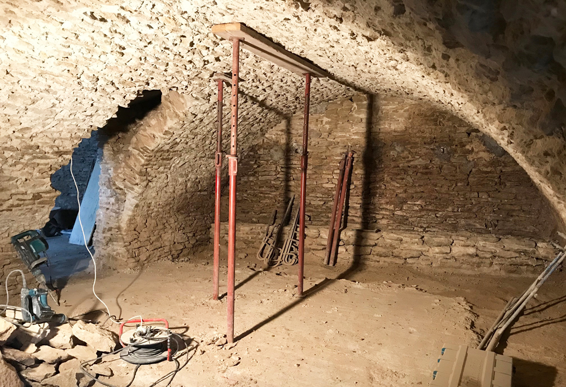 photo de chantier de la cave voutée